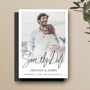 Simple Elegant Modern Photo Save the Date Magnet