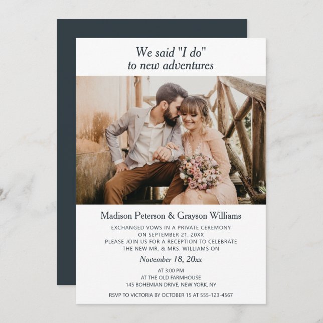 Simple Elegant Modern Photo We Said I Do Married Invitation (Front/Back)