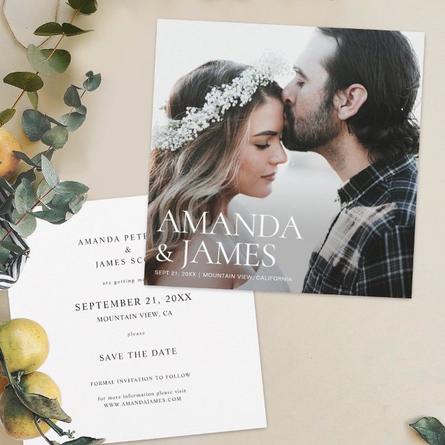 Simple Elegant Modern Photo Wedding Engagement Save The Date (Creator Uploaded)