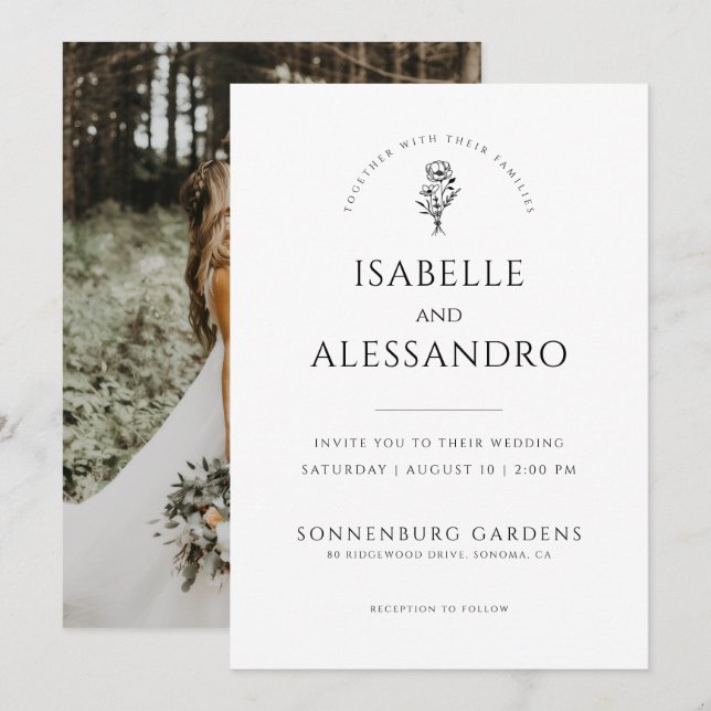 Simple Elegant Modern Photo Wedding Invitation (Front/Back)