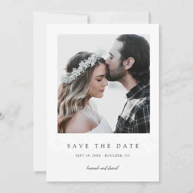 Simple Elegant Modern Photo Wedding Save The Date (Front)