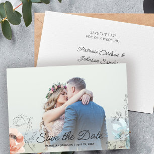 Simple elegant modern photo wedding save the date