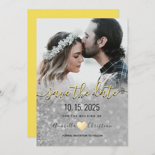 Simple Elegant Modern Photo Wedding Save The Date (Front/Back)