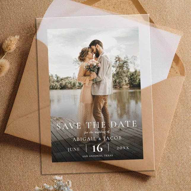 Simple Elegant Modern Photo Wedding Save the Date Acrylic Invitations (Creator Uploaded)