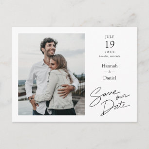 Simple Elegant Modern Photo Wedding Save the Date Announcement Postcard