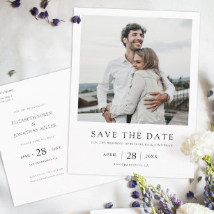 Simple Elegant Modern Photo Wedding Save the Date Invitation Postcard