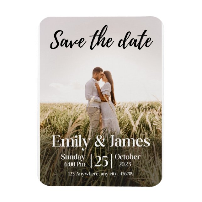Simple Elegant Modern Photo Wedding Save the Date  Magnet (Vertical)