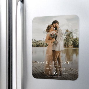 Simple Elegant Modern Photo Wedding Save the Date Magnet