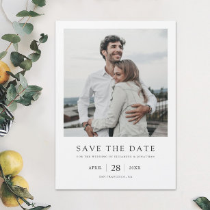 Simple Elegant Modern Photo Wedding Save the Date Magnetic Invitation