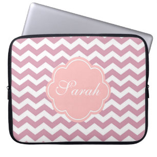 simple, elegant, modern pink chevron zigzag laptop sleeve