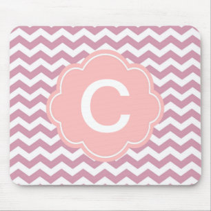 simple, elegant, modern pink chevron zigzag mouse pad