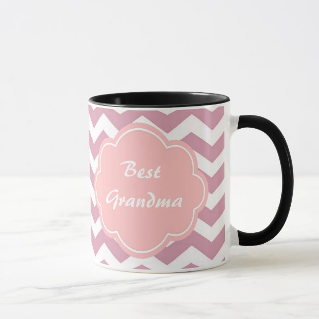 simple, elegant, modern pink chevron zigzag mug (Right)