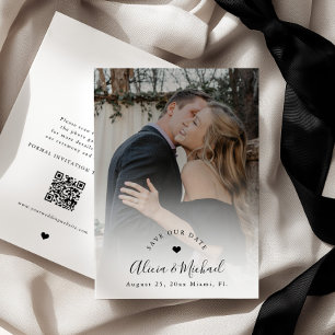 Simple elegant modern QR code photo wedding Save The Date
