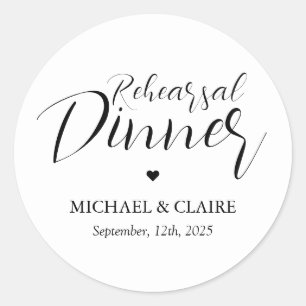 Simple Elegant Modern Rehearsal Dinner Wedding Classic Round Sticker
