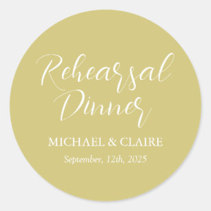Simple Elegant Modern Rehearsal Dinner Wedding Classic Round Sticker