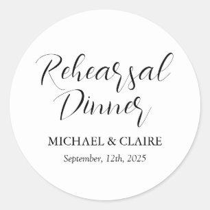 Simple Elegant Modern Rehearsal Dinner Wedding Classic Round Sticker