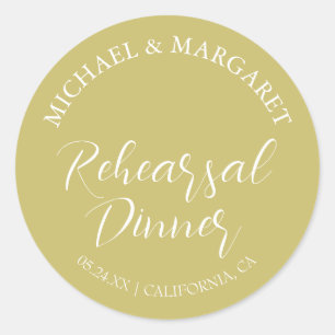 Simple Elegant Modern Rehearsal Dinner Wedding Classic Round Sticker