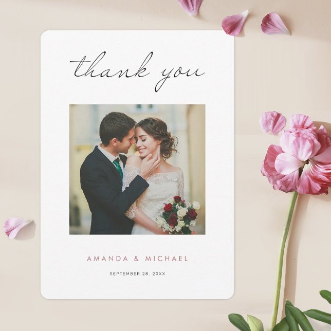 Simple Elegant Modern Rose Gold Wedding Thank You Card (Creator Uploaded)