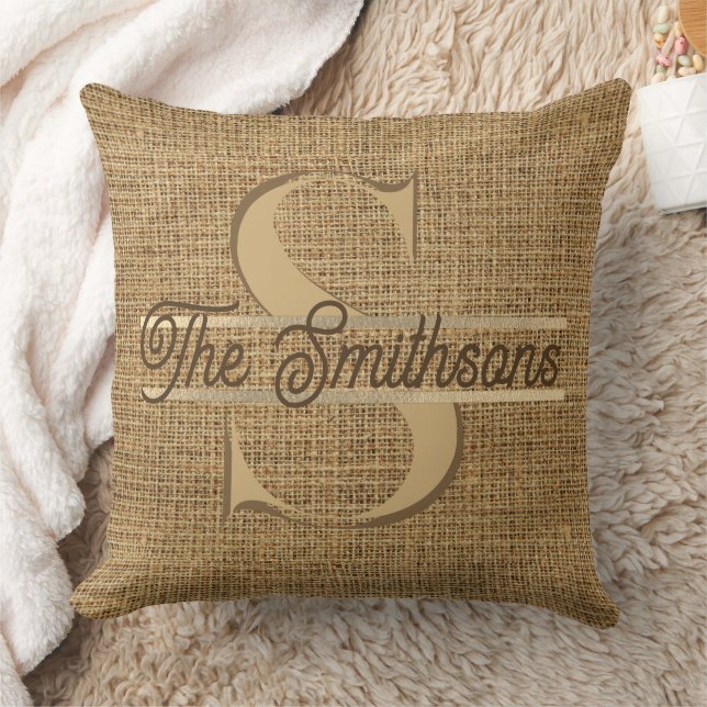  Simple Elegant Modern Rustic Gold Monogram & Name Cushion (Blanket)
