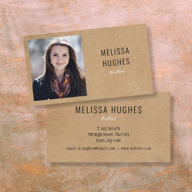 Simple Elegant Modern Rustic Kraft Photo Business Card (Simple Elegant Modern Rustic Kraft Photo Business Card)