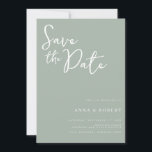 Simple Elegant Modern Sage Green Wedding Save The Date<br><div class="desc">A simple elegant save the date card. Personalise this modern minimalist sage green and white design to have your personal details and message.</div>