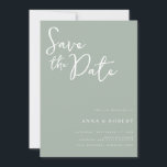 Simple Elegant Modern Sage Green Wedding Save The Date<br><div class="desc">A simple elegant save the date card. Personalise this modern minimalist sage green and white design to have your personal details and message.</div>