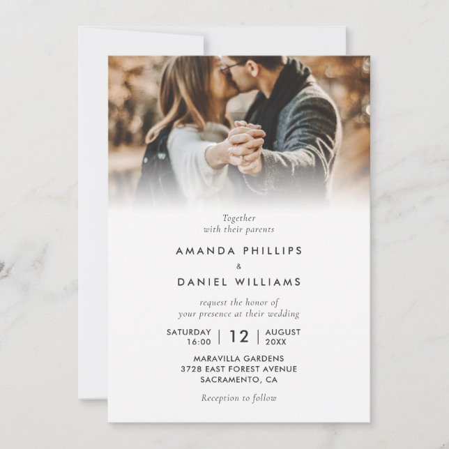 Simple Elegant Modern Script 4 Photo Wedding Invitation (Front)