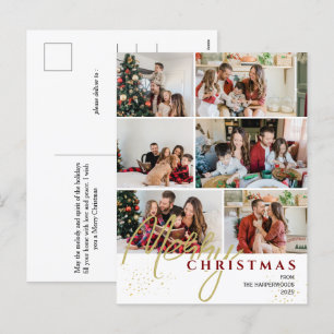 Simple Elegant modern Script 6 photo Christmas Holiday Postcard