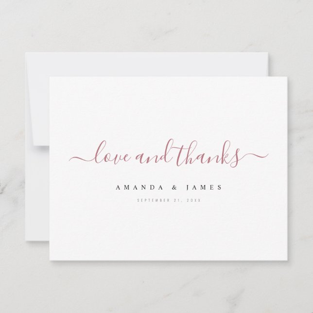 Simple Elegant Modern Script Custom Wedding  Thank You Card (Front)