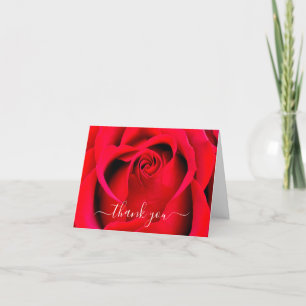 Simple Elegant Modern Script Floral Rose Wedding T Thank You Card