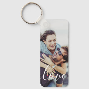 Simple Elegant Modern Script Photo Key Ring