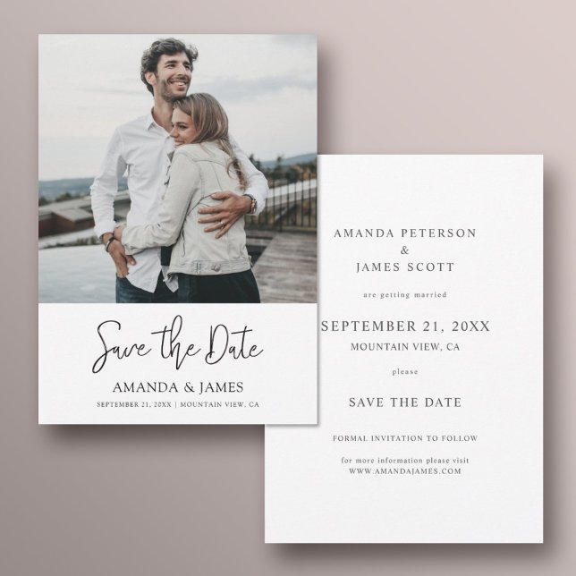 Simple Elegant Modern Script Photo Save the Date (Creator Uploaded)