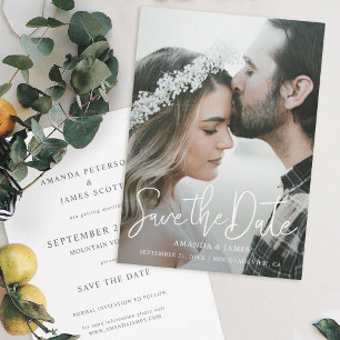 Simple Elegant Modern Script Photo Save the Date