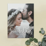 Simple Elegant Modern Script  Photo Save the Date Magnetic Invitation<br><div class="desc">This simply chic photo wedding save the date magnetic invitation has a warm, minimalist design. It features a lively modern Save the Date text above your first names and date and wedding location. This script can't be altered. You can change the colour, size and font of any of the other...</div>