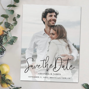 Simple Elegant Modern Script  Photo Save the Date Magnetic Invitation