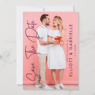 Simple Elegant Modern Script Photo Wedding Save The Date