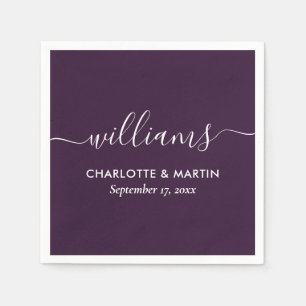 Simple Elegant Modern Script Purple Wedding Napkin