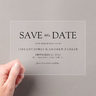 Simple Elegant Modern Script Wedding Save the date Acrylic Invitations
