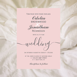 Simple Elegant Modern Soft Pink Wedding Invitation