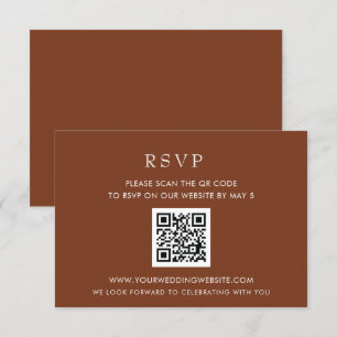 Simple Elegant Modern Terracotta QR CODE RSVP Card