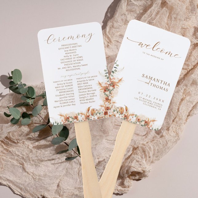  Simple Elegant Modern Terracotta Wedding Program Hand Fan (Creator Uploaded)