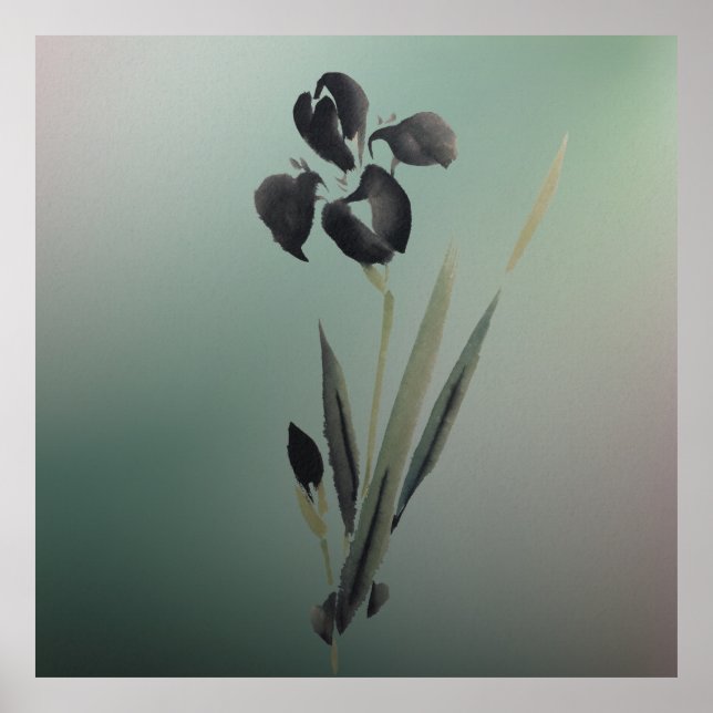 Simple Elegant Modern Ukiyo-e Japanese Iris Poster (Front)