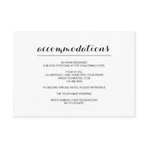 Simple Elegant Modern Wedding Accommodation Card