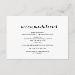 Simple Elegant Modern Wedding Accommodation Card