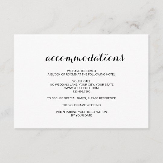 simple elegant modern wedding accommodation card zazzle how to word accommodation cards for weddings
