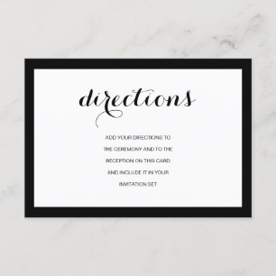 Simple Elegant Modern Wedding Directions Card
