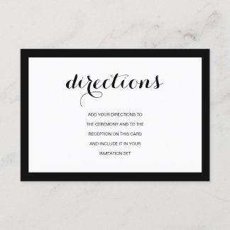 Simple Elegant Modern Wedding Directions Card