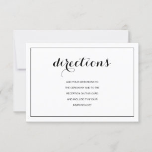 Simple Elegant Modern Wedding Directions Card
