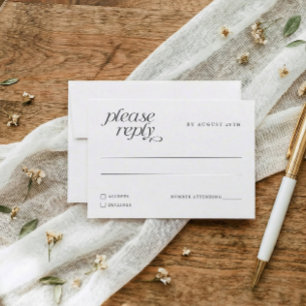 Simple Elegant Modern Wedding Meal Choice RSVP Card