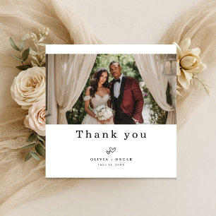 Simple Elegant Modern Wedding Photo Square Thank You Card